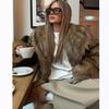 Womens Faux Fur Coat Winter Warm Fashion Lapel Regular Sleeve Streetwear