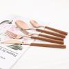 5-teiliges Besteckset mit Holzgriff Edelstahl-Tafelgeschirr Steakmesser Gabel Dessertlöffel Besteck Westliche Küche Flachbesteck