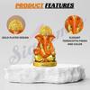 Handcrafted Orange Ganesha Idol for Car Dashboard Item: Ganesh Ji, Ganpati Bappa Murti for Home Decor - Exquisite Car God Idols