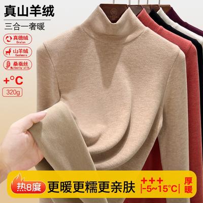 Warmer Fleece Rollkragen Unterzieher Damen Innenrollkragen Winterfleece Verdickt Seide Kaschmir Heizung Damen Warmes Oberteil
