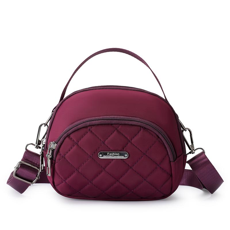 Mini Nylon Crossbody Phone Bag for Women Fashion Grid Pattern Small Shoulder Bag with Coin Purse Zero Wallet