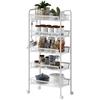 Five-Steel Mesh Basket Storage Trolley, with Wheels - White