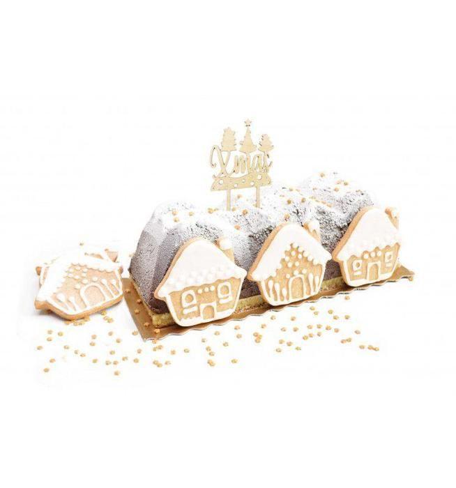 Cake Topper en bois - Xmas - 9 x 13 cm - Décoration de Noël - Idéal pour gâteaux - Fêtes de fin d'année