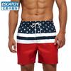 Mens Quick-Dry Beach Shorts Striped Floral Print Loose Fit Swim Trunks Surfing Diving Water Sports