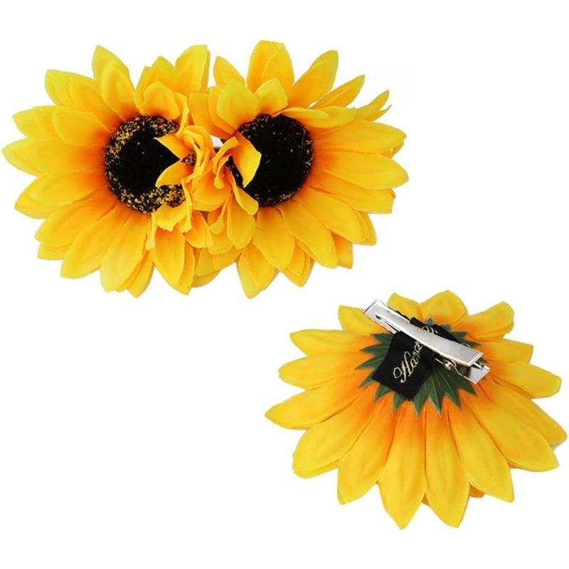 

3Pcs Simulation Sunflower Hair Clips, Yellow Floral Hairpin Barrettes for Women Girls Hair Styling, Party Wedding Headwear