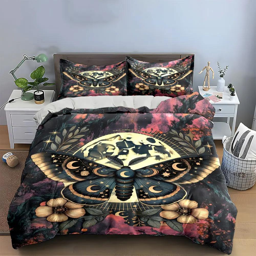 Moon Butterfly Art Decor Set Soft Comfortable Duvet Cover Bedding Set Included 1*Duvet Cover & 2*Pillowcases gift