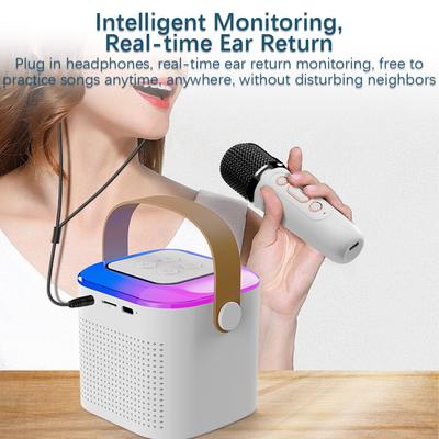 Mini Karaoke Machine Portable Microphone & Sound Box Set Home KTV BT Speaker with 2 Microphones