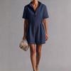 Cross-border European and American casual onesie shorts women's 2026 new short-sleeved waist loose and thin cotton and linen casual wide legs