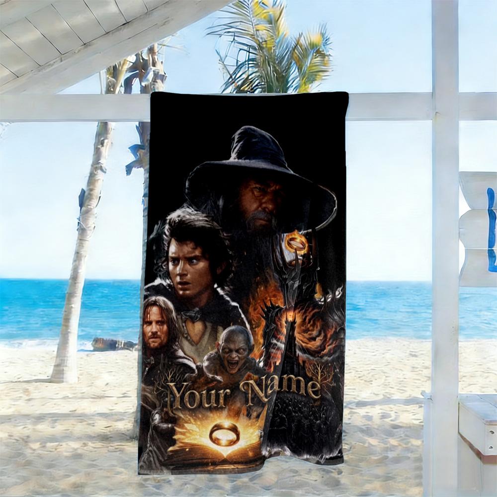 Lord Rings Personalized Text Beach Towel High Absorbency & Quick-Dry Perfect for Traveling Yoga Camping and Swimming
