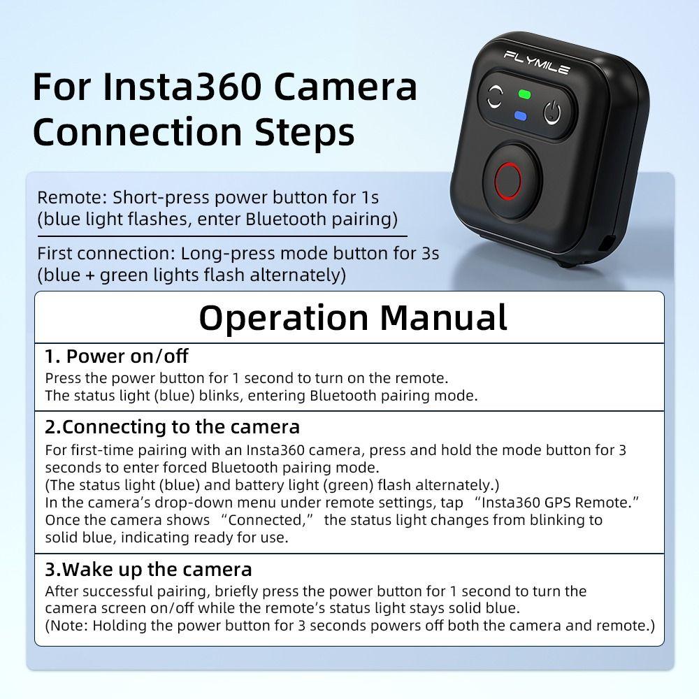 Multifunctional Bluetooth Remote Control for Insta360 X5/X4/X3/AcePro 2/Go 3/3S