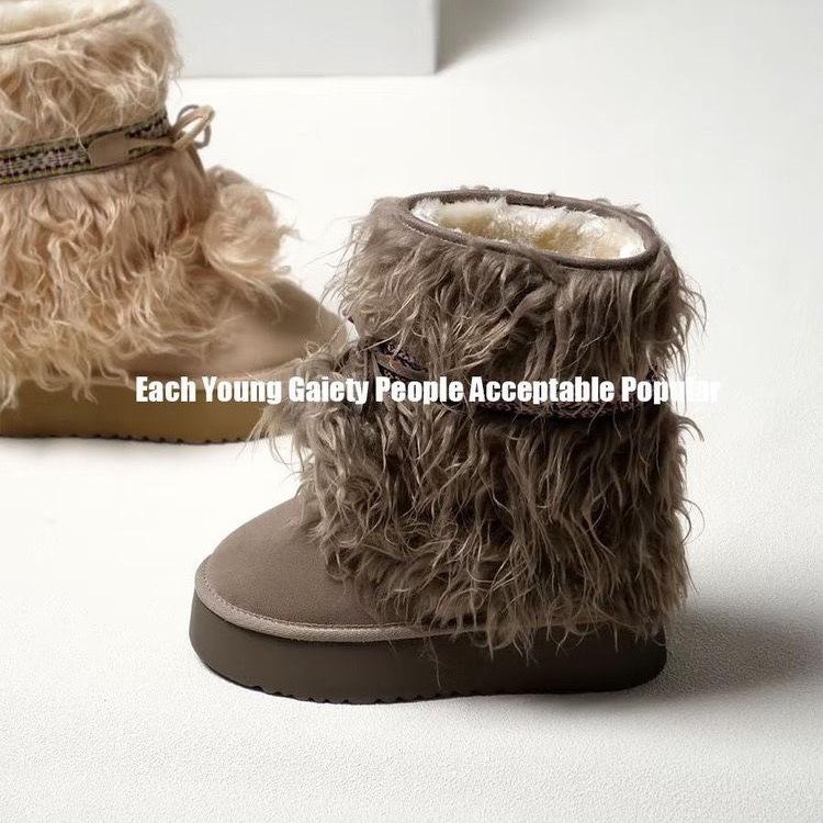 Thick-soled women's shoes winter boots fluffy boots high-heeled high-top imitation fur snow boots