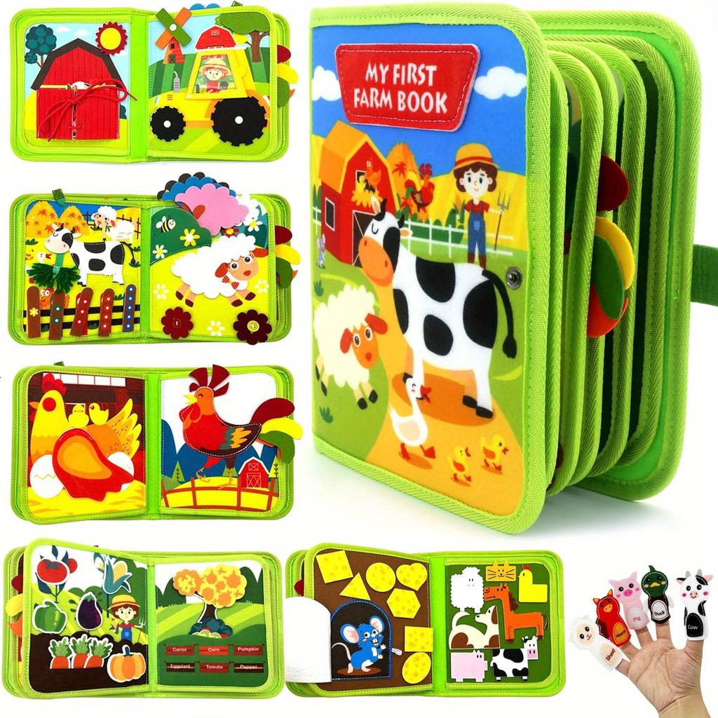 First Farm Book Vibrant Farm Themed Busy Board for Youngsters Includes Animals Tools Weather and More Perfect for Early Learning