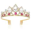 Rhinestone Crown Hair Accessory for Girls - Teardrop Design Headband Clip