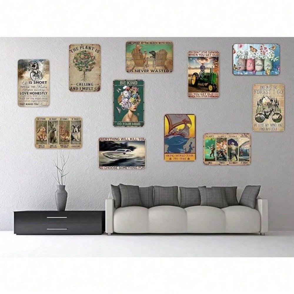 Vintage Metal Wreath Sign, Pink Snowman Christmas Wall Art, Halloween Home Decor for Living Room