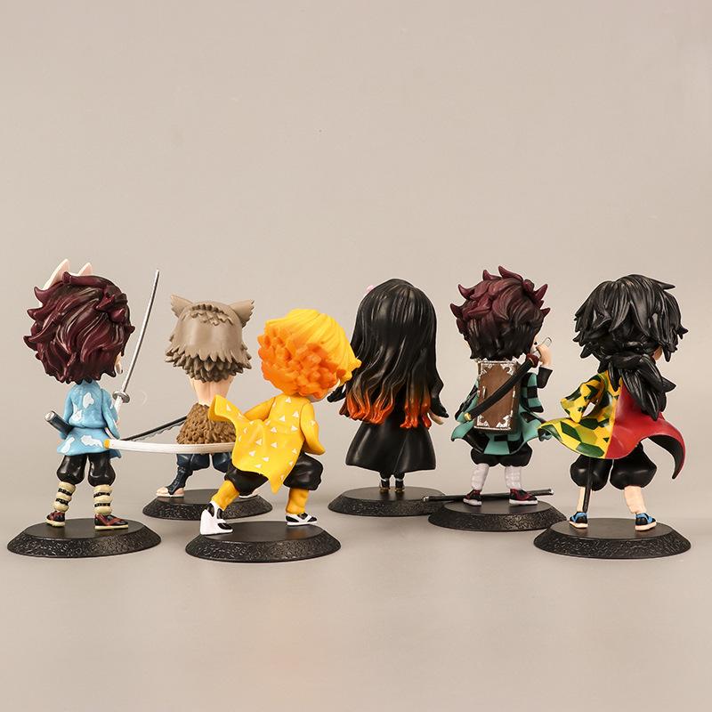 Anime 6pcs/set Demon Slayer Figure Kimetsu No Yaiba PVC Q Posket Kamado Tanjirou Kamado Nezuko Agatsuma Kids Toys Gift In Stock