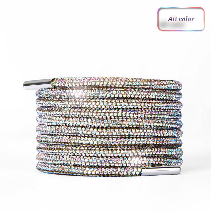 1 szt. Tęczowe sznurówki z diamentami Luksusowe sznurówki z cyrkoniami Sznurówki do sneakersów Okrągła sznurówka 100/120/140/160CM Sznurówki DIY