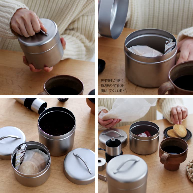 Kobo Aizawa Stainless Steel Coffee Can S Size Coffee Canister Airtight Storage Container That Prevents Oxidation and Flavor Deterioration