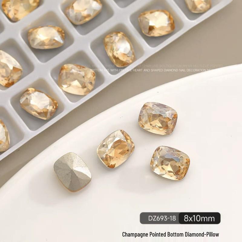 K9 Champagne Nail Art Rhinestone Jewelry - High Quality Irregular Crystal, Fat Square, Water Drop, Heart-Shaped Decorations