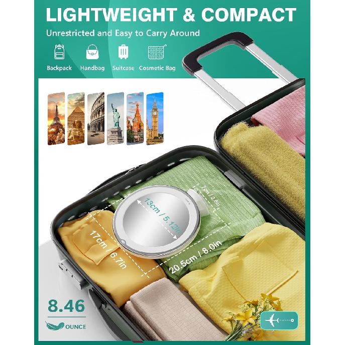 Auxmir 2025 Upgraded 20X Magnifying Mirror with Light, Makeup Mirror with 2-Level Lights, Vanity Mirror with Power Suction Cup and Tweezers, 360°