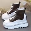 Fashion New Autumn High Top Women Sneakers  Platform PU Leather Shoes Wedge Hidden Heels  Winter Chunky Sport Shoes