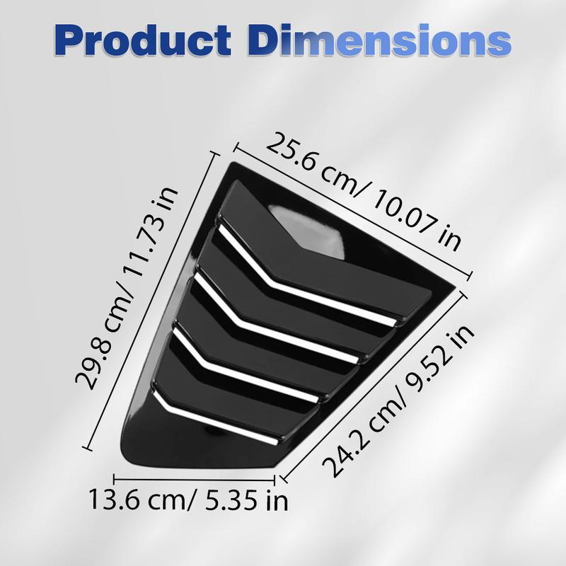 2PCS Glossy Black Rear Side Window Trim Spoiler Back Window Shutter Cover Louver Air Vent for Mazda 3 Axela Sedan