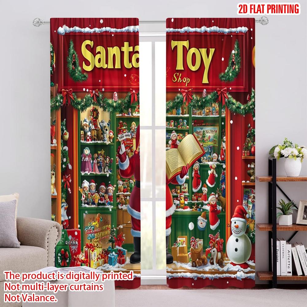 

2pcs,2D plane printing Curtain Fabric Christmas Flag Versatile Polyester (without rod) Home Decor Use for Bedroom, Living Room, 52.50 × 116.00 cm 2 pcs