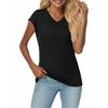 Women's Summer Fashion V-neck Color Short Sleeve T-Shirt Casual Top