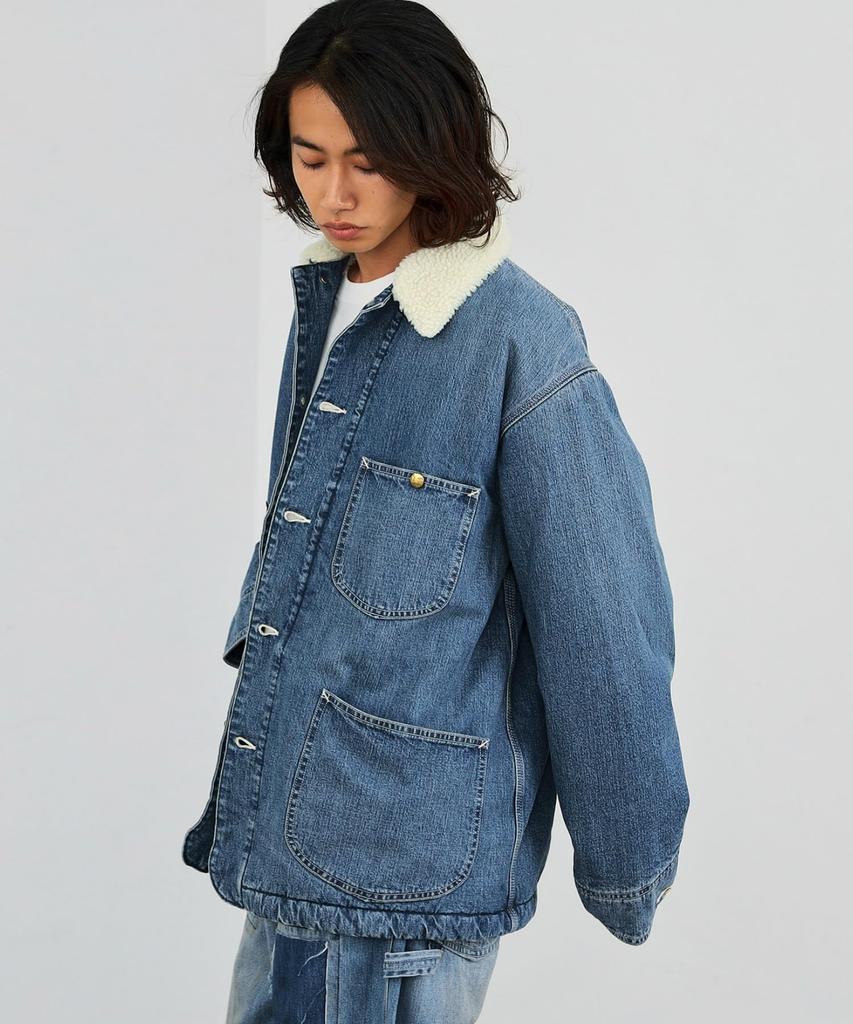 Lee DUNGAREES Lightly Used Wash Denim Jacket with Boa Coverall Men's