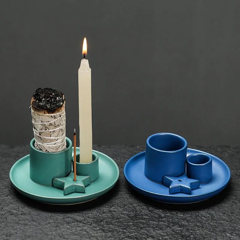 1pc Ceramic Aroma Tray Incense Burner Elegant Home Decor for Sage Palo Santo & Sticks with Easy Cleaning Design, Perfect Gift