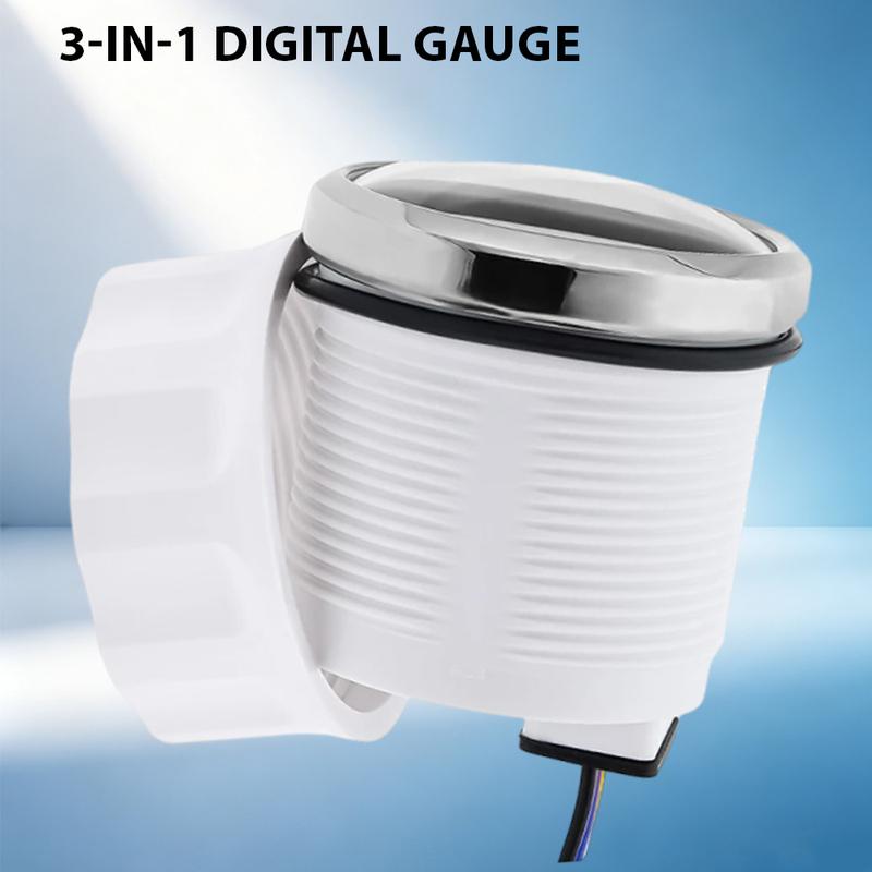 52mm 12V24V 0-120 C Car 3 IN 1 Gauge Water Temperature +Oil Pressure +Voltmeter with Alarm Red LED Digital Water Temp Gauge