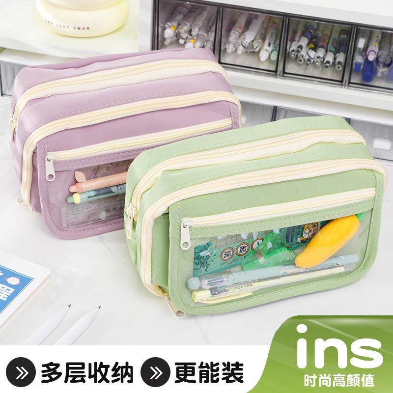 New Transparent Pencil Case, Nine-layer Panda Pencil Case, Large-capacity Stationery Case, High-value Pencil for Junior High School Students and Girls
