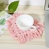 Household Kitchen Cotton Coffee Cup Coaster with Tassel Heat Insulated Pad Placemat Decoration(Pink Heart Shaped)