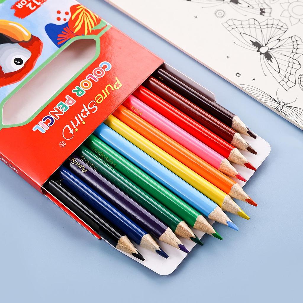 12-Color Oil-Based Colored Pencils for Students - Hand-Painted Graffiti & Creative Drawing Stationery Set.