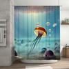 Blue Underwater World Shower Curtain with Jellyfish Design Waterproof Bath Fabric for Home Decor (Purple)