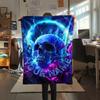 1PC Custom Name Skull Warrior Artwork Patterned Flannel Blanket Suitable For All Seasons for Home Decor Warmth and Comfort Gifts Holiday Present_lx