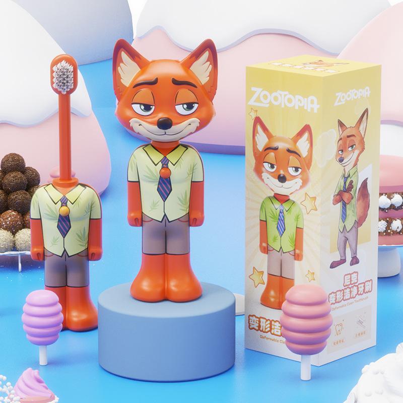 

Zootopia 2 Cartoon Kids Toothbrush Transformable Retractable Soft Bristle Nick Judy Portable Design Oral Care Brush For Toddlers