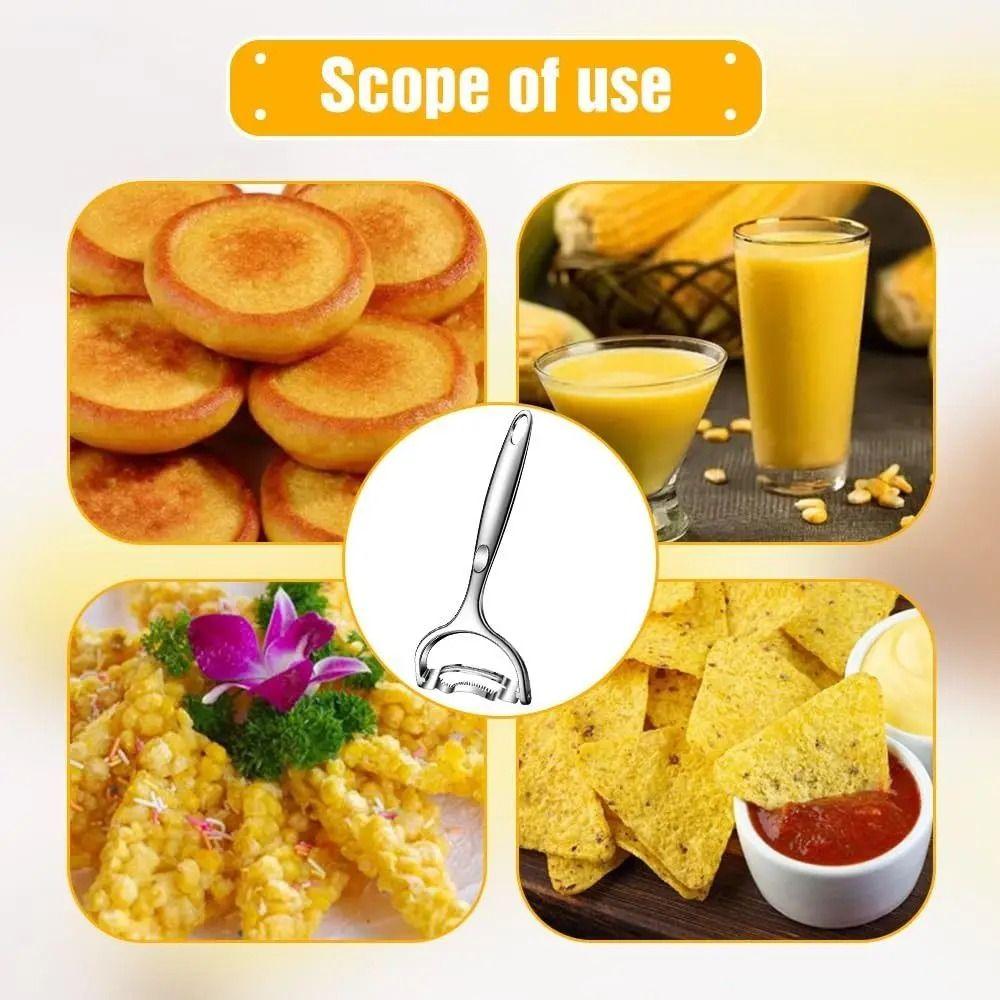 Manual Stainless Steel Corn Planer Ergonomic Long Handle Corn Cob Stripper  Kitchen Gadget