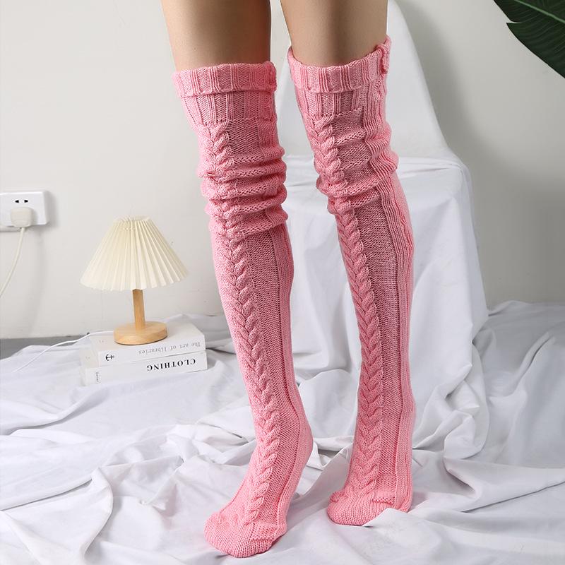 Stacked Socks Popular Fashion Trend Models Knee-High Socks Lengthened Knitted Socks Long Long Woolen Women's Socks