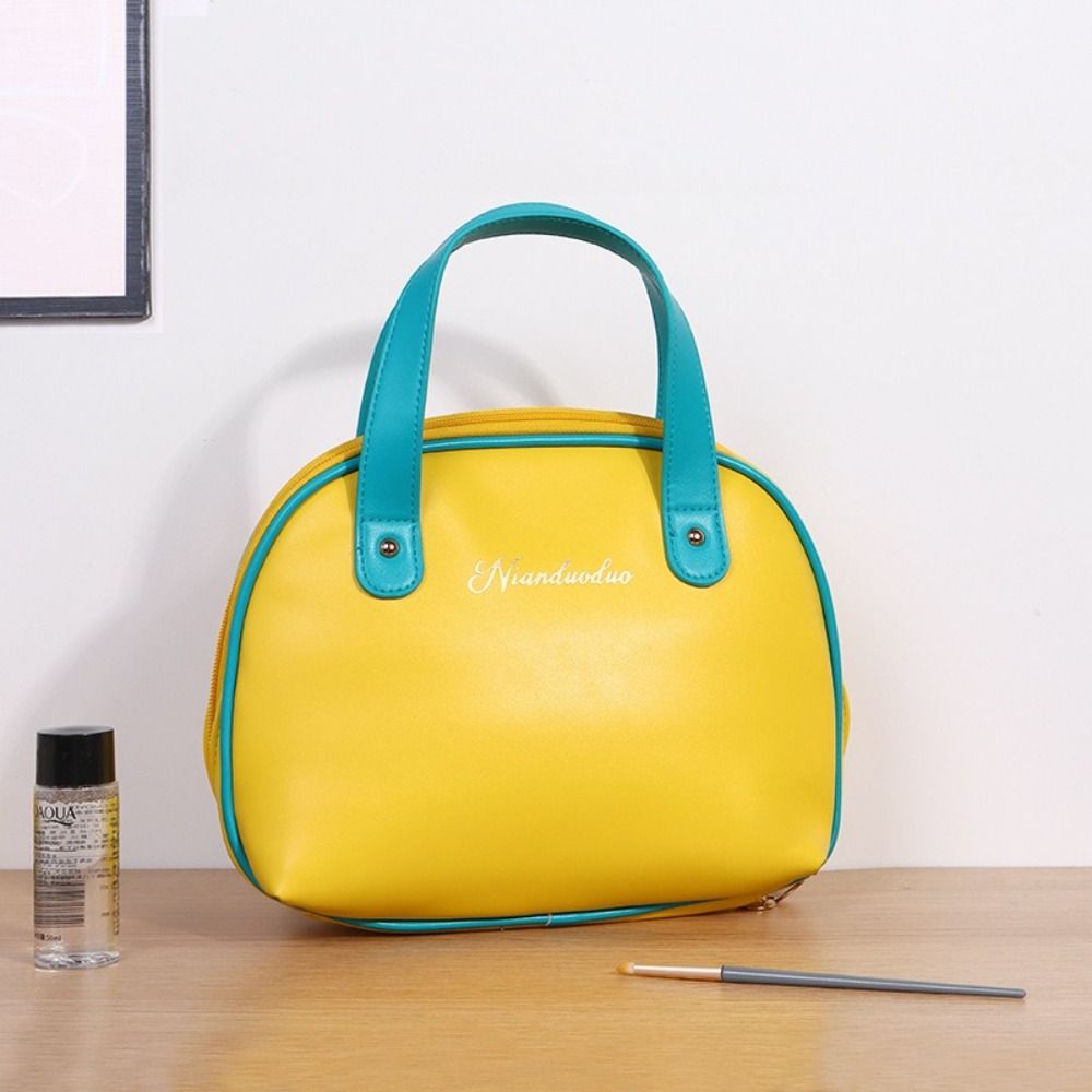 Storage Container PU Cosmetic Bag Large Capacity Washing Bag Portable Handheld  Make Up Bag  Girls