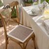 Durable Kitchen Chair Pad Cotton Linen with Ties, Square Summer Seat Lace Breathable Office Mat Trim, 15.75" X Washable for Dining Solid Wood
