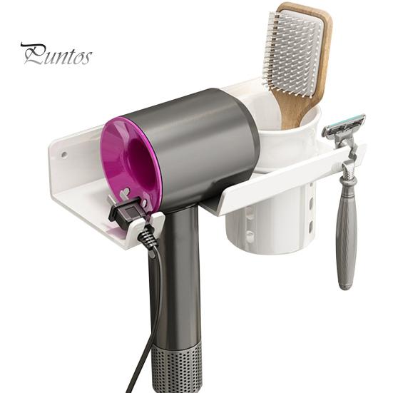 

Универсальный держатель для фена, настенное крепление, вешалка для фена с органайзером для шнура, самоклеящаяся стойка для инструментов по уходу за волосами для шкафа в ванной комнате белый