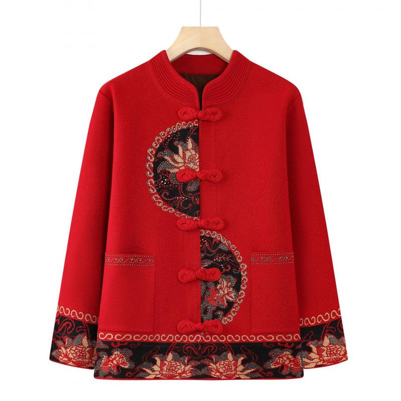 

Теплый флисовый свитер-танкостюм для женщин среднего возраста: Элегантный кардиган на осень-зиму для бабушек и мам 3XL (120-140 kg)