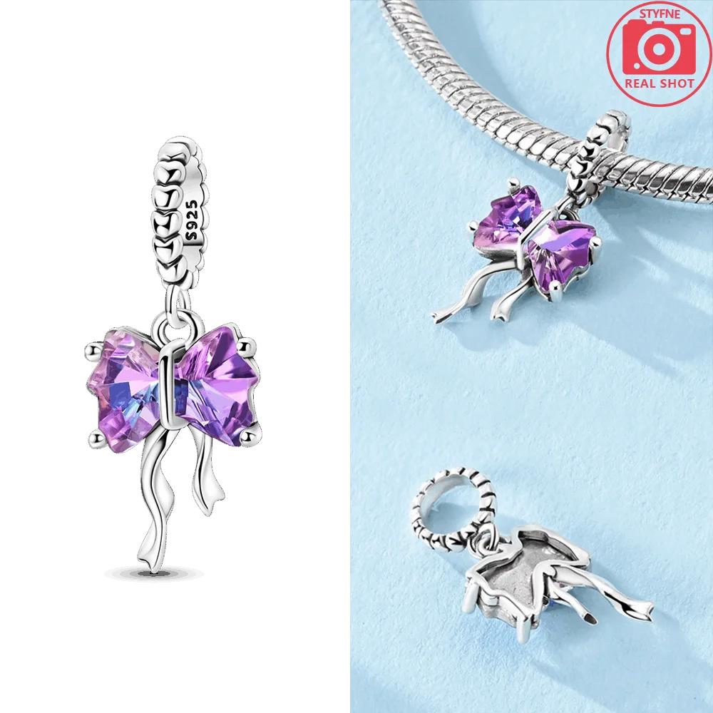 

Original Charms Copper Certified Pink Heart Bow Pendant Blue Stars Moon Beads Fit Bracelet Women Jewelry Diy Gift