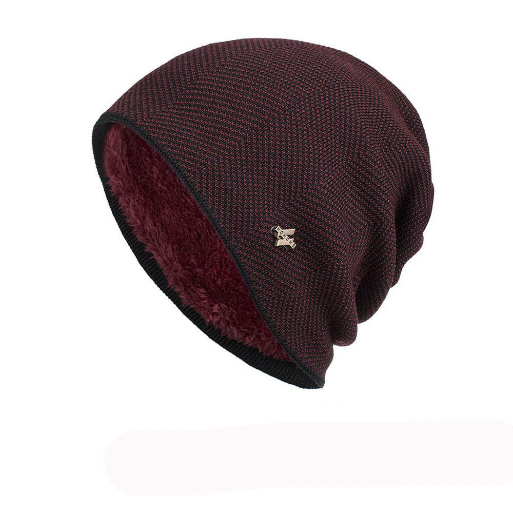 Solid Gorros Cotton Wool Hat Thick Fleece Hat Winter Warm Hat Casual Beanies Men's Knitted Hat