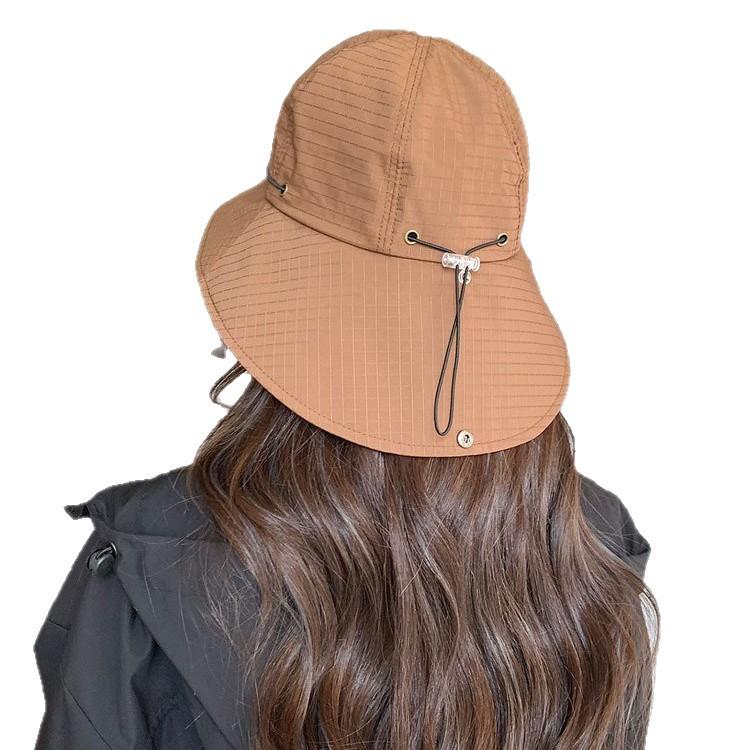 Bucket Hat Neck Protection Men and Women Summer Outdoor Camping Drawstring Basin Hat Big Brim Sunshade Sun Protection Casual Hat