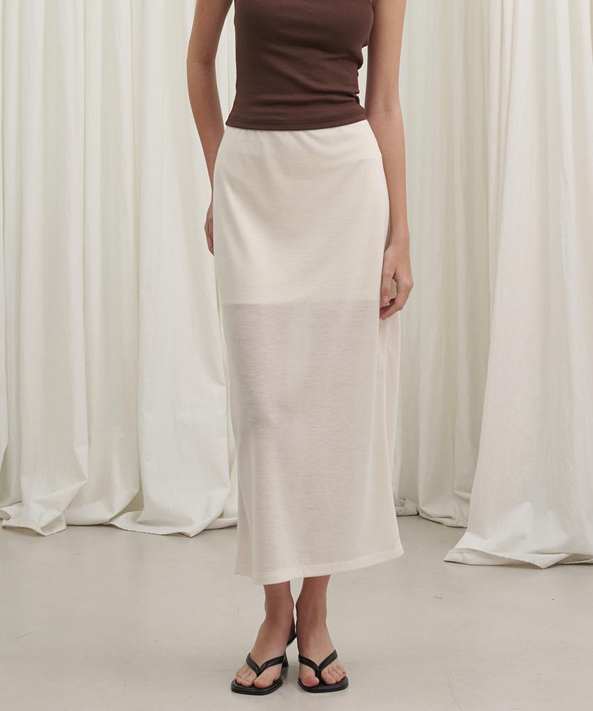 MARROT See-Through Elastic Skirt_Cream