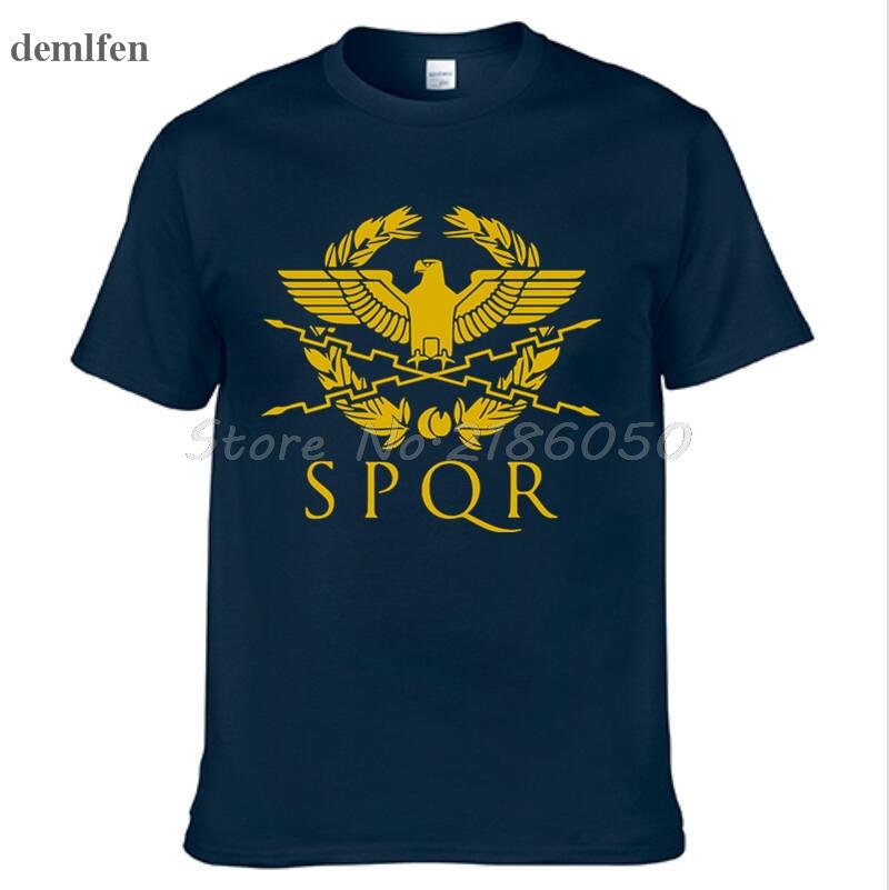 SPQR RoUnisex Gladiator Imperial Golden Eagle TShirt Unisexs Casual Short ONeck T shirt Harajuku Tops Tees Shirt Plus Size S
