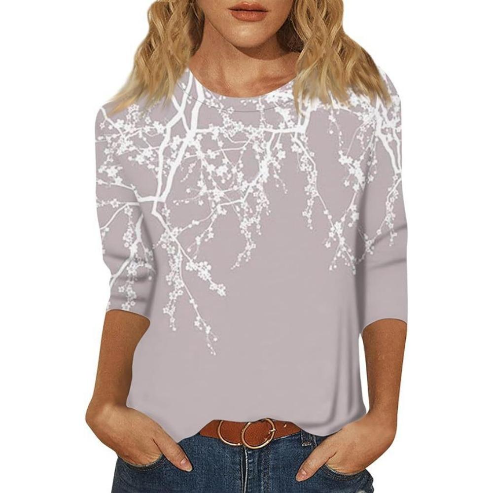 GMXIA Moda Donna Casual Estivo Stampa Floreale Maniche 3/4 Girocollo Bluse & Camicie