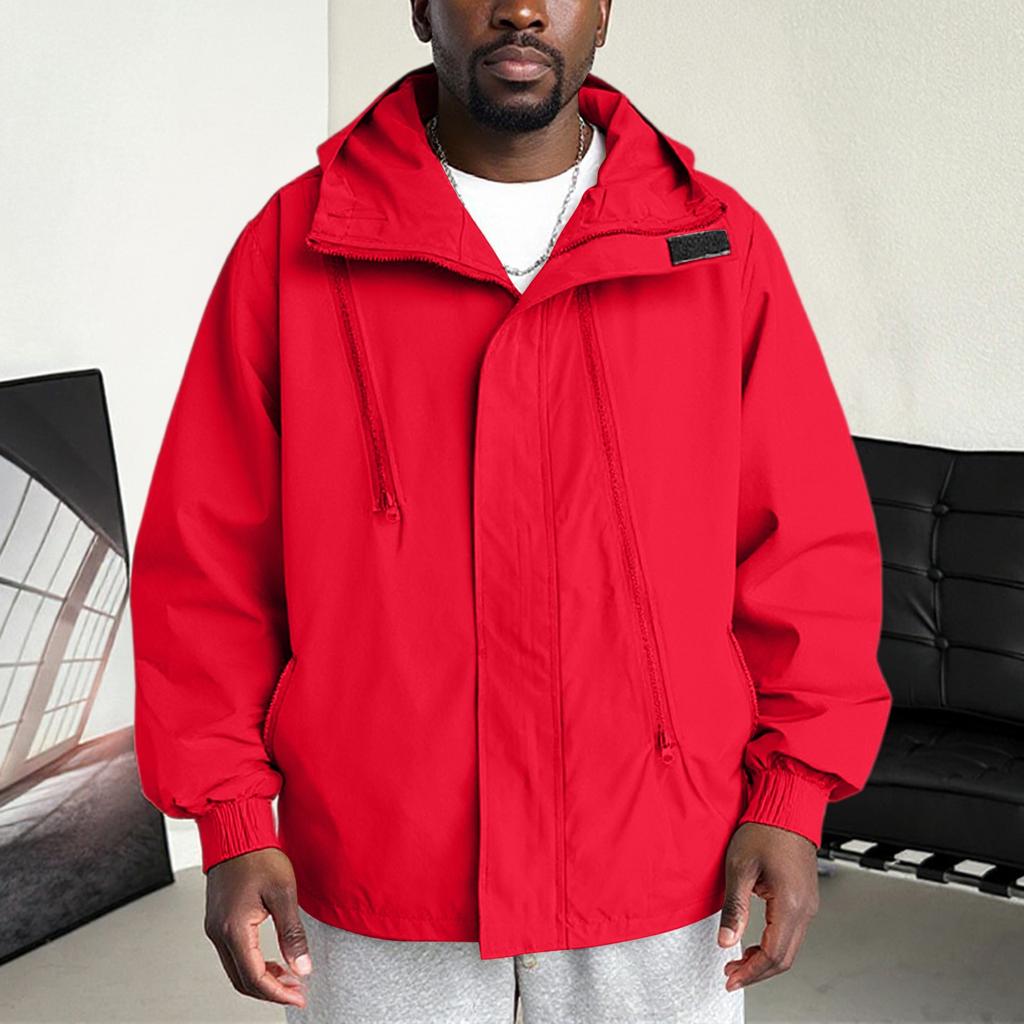 Stand Up Collar  Men's , Warm And Loose, Outdoor Solid Color,  And Breathable, With Thickened Fleece