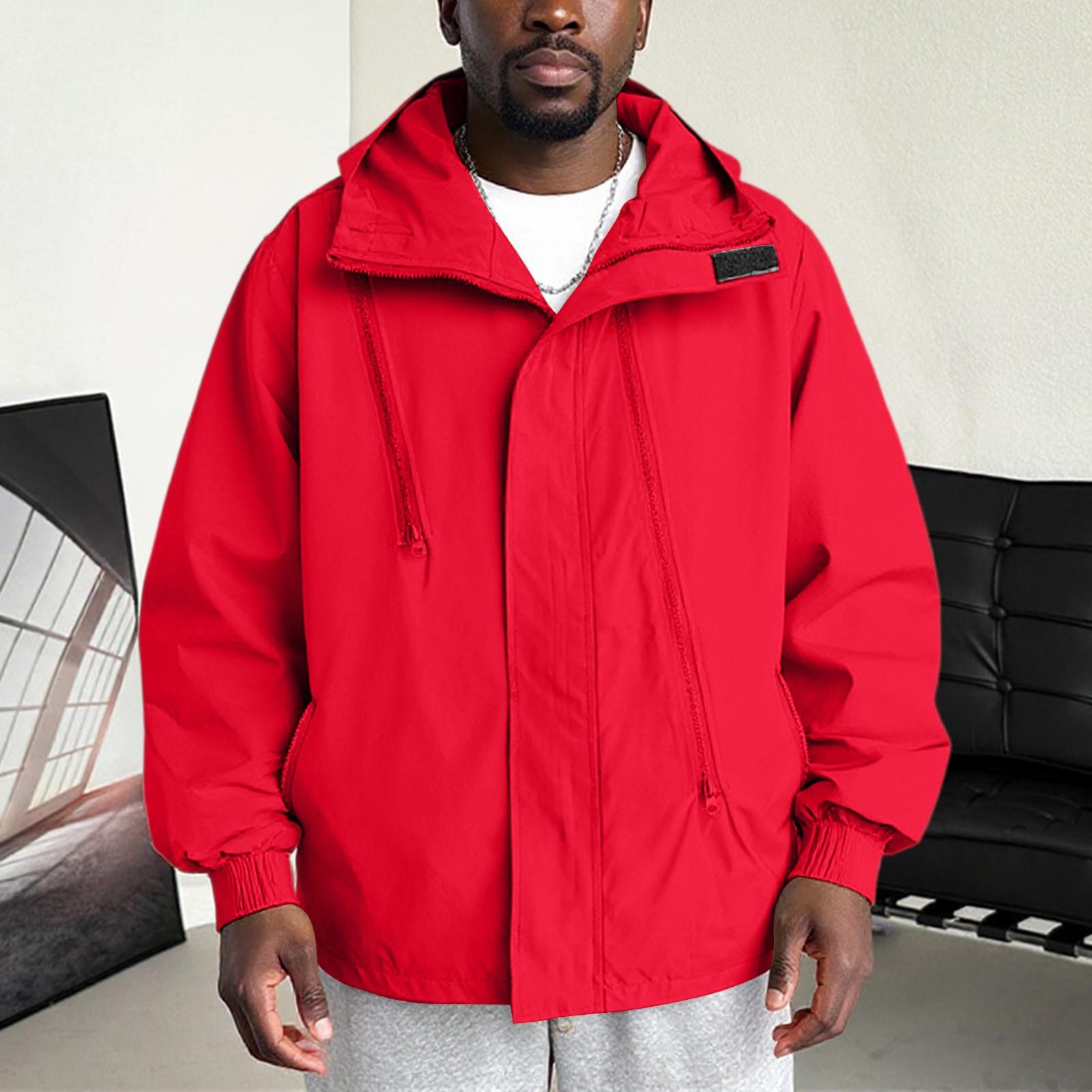 

Мужской воротник-стойка, теплый и свободный, уличный однотонный и дышащий, с утолщенным флисом XL красный